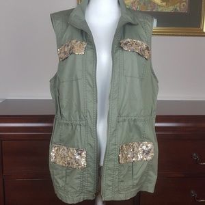 Chico's Utility Vest Sequin Trim Size 3 (XL)